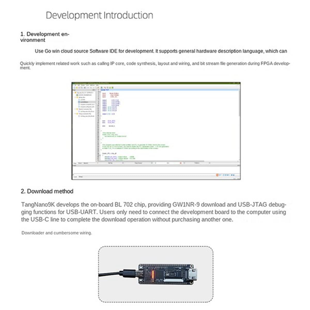 Für Tang Nano 9K FPGA Gaoyun GW1NR-9 RISC-V RV -kompatible Entwicklungsplatine + 2,54 mm SPI-Bildschirm + 2,54 mm Stiftleiste