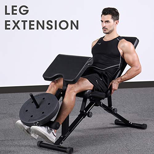 Mikolo Adjustable Weight Bench, Strength Training Foldable Exercise Workout Bench with Preacher Pad, Leg Extension for Home Gym, Full Body Workout - (2021 Upgraded)