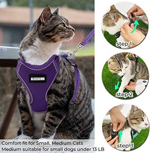 Image of Cat Harness and Leash Set - Escape Proof Cat Vest Harness for Walking Travel Outdoor - Reflective Adjustable Soft Mesh Breathable Cat Body Harness for Small Medium Large Cat
