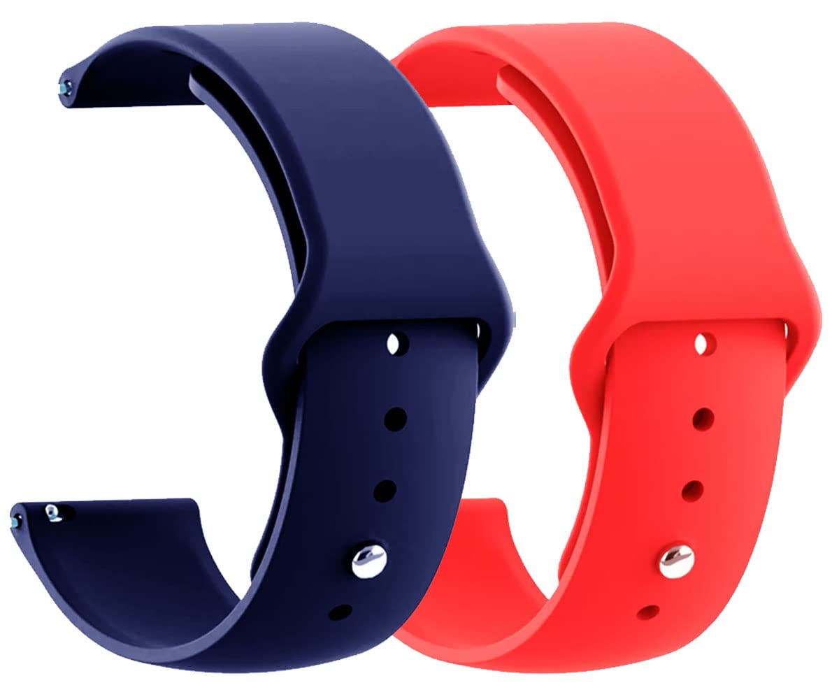AOnes Pack of Silicone Belt Watch Strap Compatible for Noisefit Evolve  Play Watch Strap Navy Blue, Red