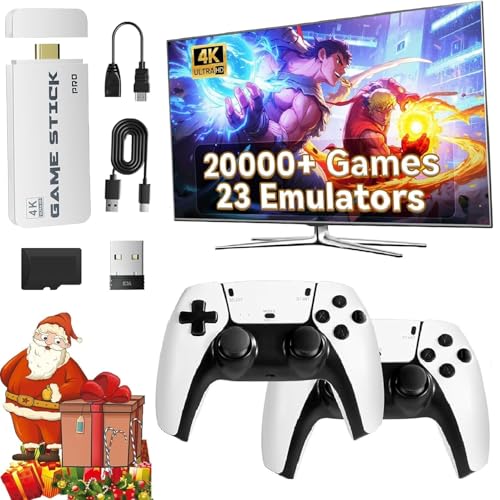 Retro Konsole, Game Stick Spielekonsole mit 20.000+ Klassikern, Retrolink 2 Wireless Controller Plug & Play, Geschenk für Familien (128G)