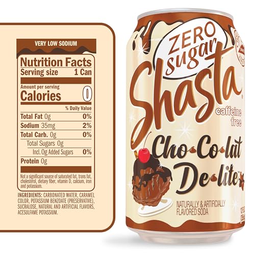 Image of Shasta Zero Sugar Chocolat Delite | 12-Pack of 12oz Cans | Sugar Free Chocolate Soda | Unique & Guilt Free | Caffeine Free