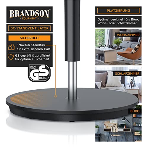 Brandson - DC Standventilator energiesparend ECO - Sieger Ventilatoren 2026 - Fernbedienung - Brushless Silent Motor - sehr leise – Oszilation 60° 90° 120° - 12 Stufen - Turbo Modus - schwarz 6