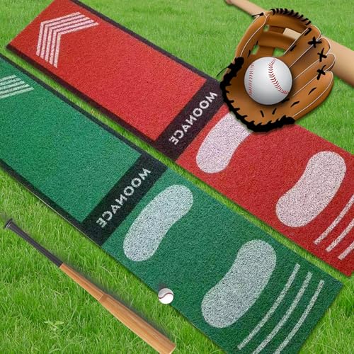 MOONACE Softball Pitching Mat Wear Resistant Portable Auxiliary Tool for Batting Stance Practice 54 x 12 inches for Young People Beginner，Indoor/Outdoor Practice Baseball Strike Zone Mat (RED) - Thumbnail 7