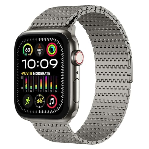 BEAEN Magnetic Mesh Loop Band Compatible with Apple Watch Band 49mm 46mm 45mm 44mm 42mm 40mm 41mm 38mm Men Women, Stainless Steel Adjustable Metal Strap for iWatch Series 10 9 8 7 6 5 4 3 2 1 Ultra SE