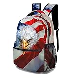 DTCCET Classic Eagle Backpack, Lightweight Durable Laptop Bag 3D Printed Daypack with Multiple Pockets, Stylish Shoulders Backpack(Eagle & American Flag)