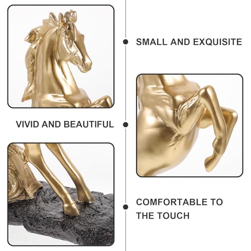 Statue de cheval en résine texturée dorée pour une décoration luxueuse - 4