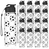 16 Pcs Football Water Bottles Bulk, 500ml Reusable Sports Drinks Bottles with Leak-Proof Flip Top - BPA Free Plastic - Perfect Football Party Bag Fillers, Team Gifts for Kids, School & Club Players