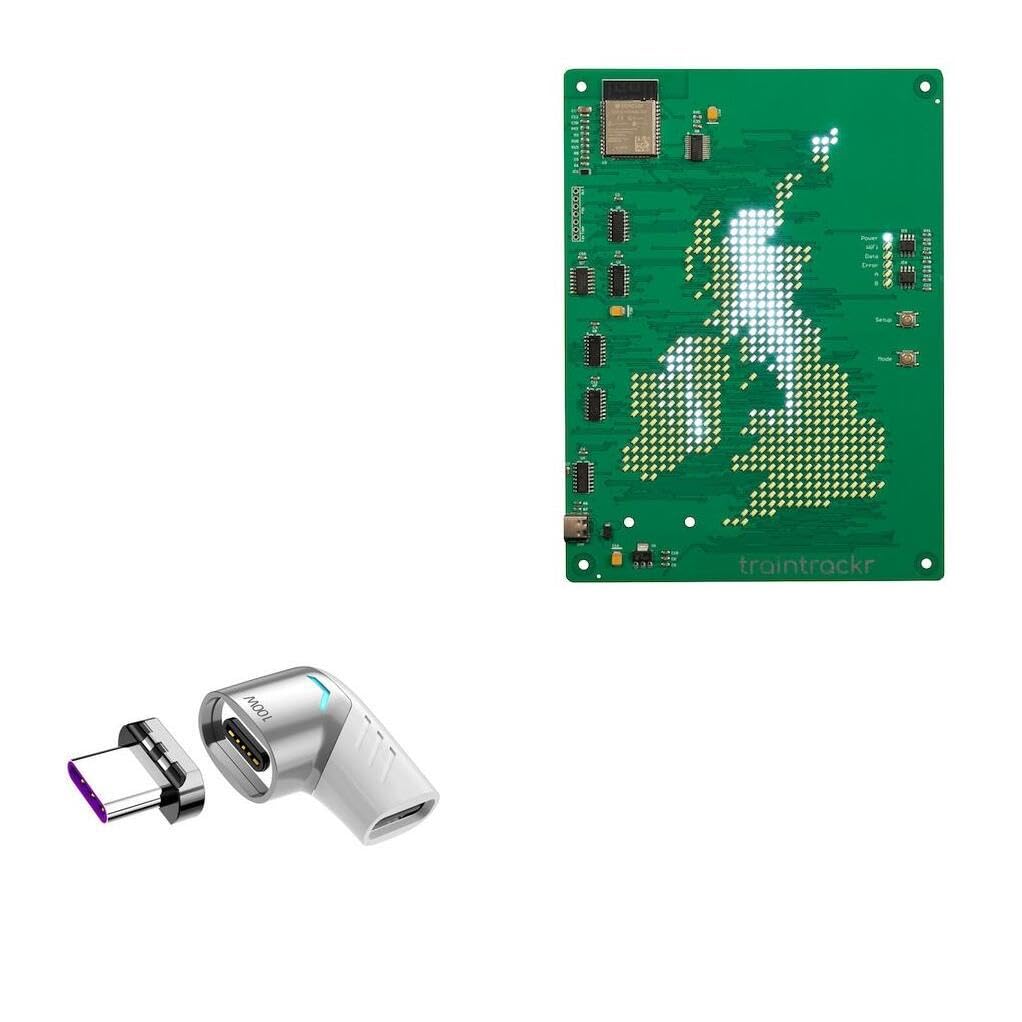 BoxWave Adapter Compatible with Traintrackr UK and Ireland Map Trackr - MagnetoSnap PD Angle Adapter, Magnetic Charging Connector Device Saver - Metallic Silver
