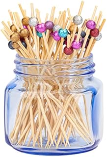 Cocktail Sticks Wooden Fruit Stick Natural Bamboo Swizzle Picks Appetizer Toothpicks for Sandwiches Snacks Drink Desserts Cake Pastry 100PCS