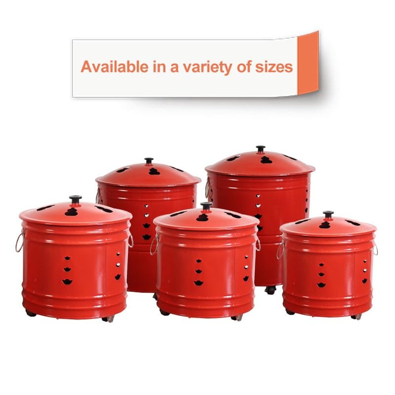Contenedores para Quemar Basura, barriles para Quemar para Exteriores, incinerador de Metal de Acero Inoxidable, contenedor para Quemar en Horno de jardín, Viene con Tapa y Gancho para Fuego