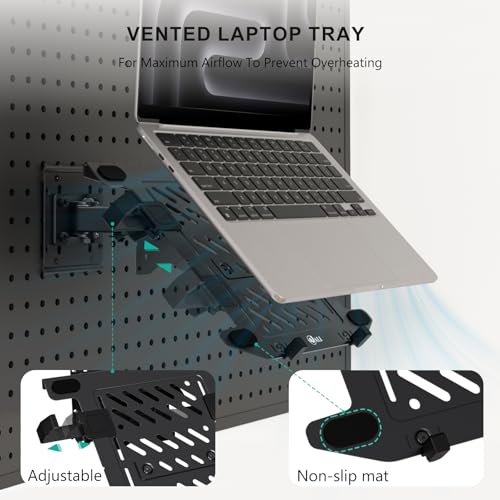 Image of WALI Articulating Pegboard Adjustable Mount for Laptop and Monitor