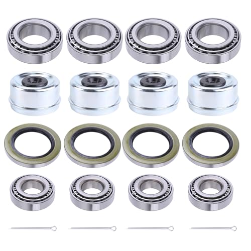 4Pack Trailer Hub Wheel Bearing Kits 14125 25580 8 Lug 2.250'' 5200-7000lb Axles 14276 25520 with Double Lip Grease Seals 10-36 22333TB Boat Trailer Wheel Bearing Kit