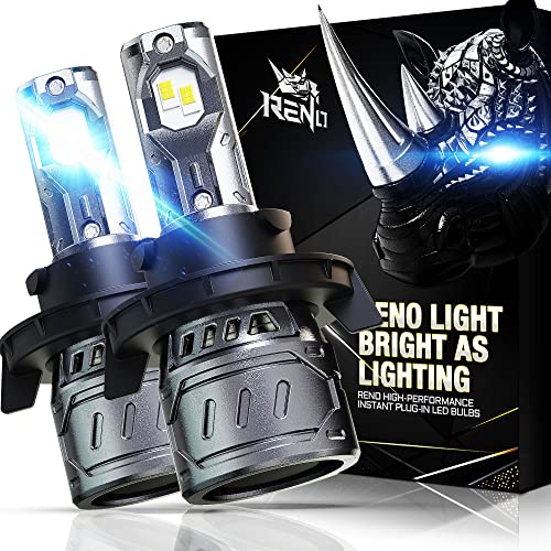 RENO H13 9008 LED Headlight Bulbs, Headlight LED 14000 Lumens 360° Adjustable High and Low Beam Conversion Kit 6500K Bright White Halogen Replacement Plug-N-Play, Pack of 2