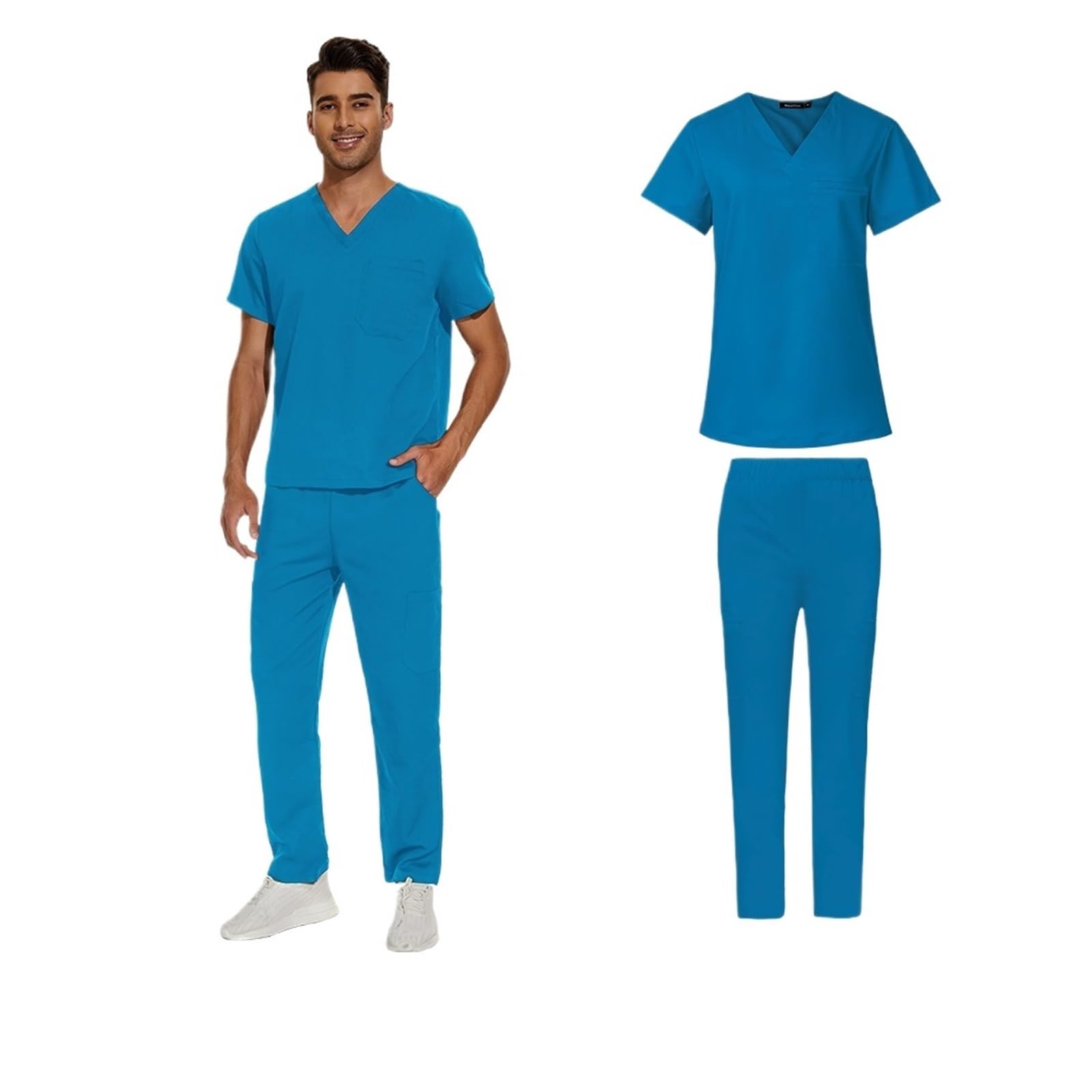 Conjunto de uniforme laboratorio for hombre, mono médico Hospital clínico, ropa enfermera con cuello en V