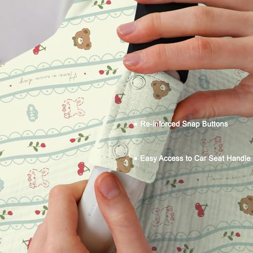 Image of 100% Muslin Cotton Car Seat Cover Baby, Carseat Canopy Cover, Universal Fit Stroller Covers for Boys and Girls (Nice Day)