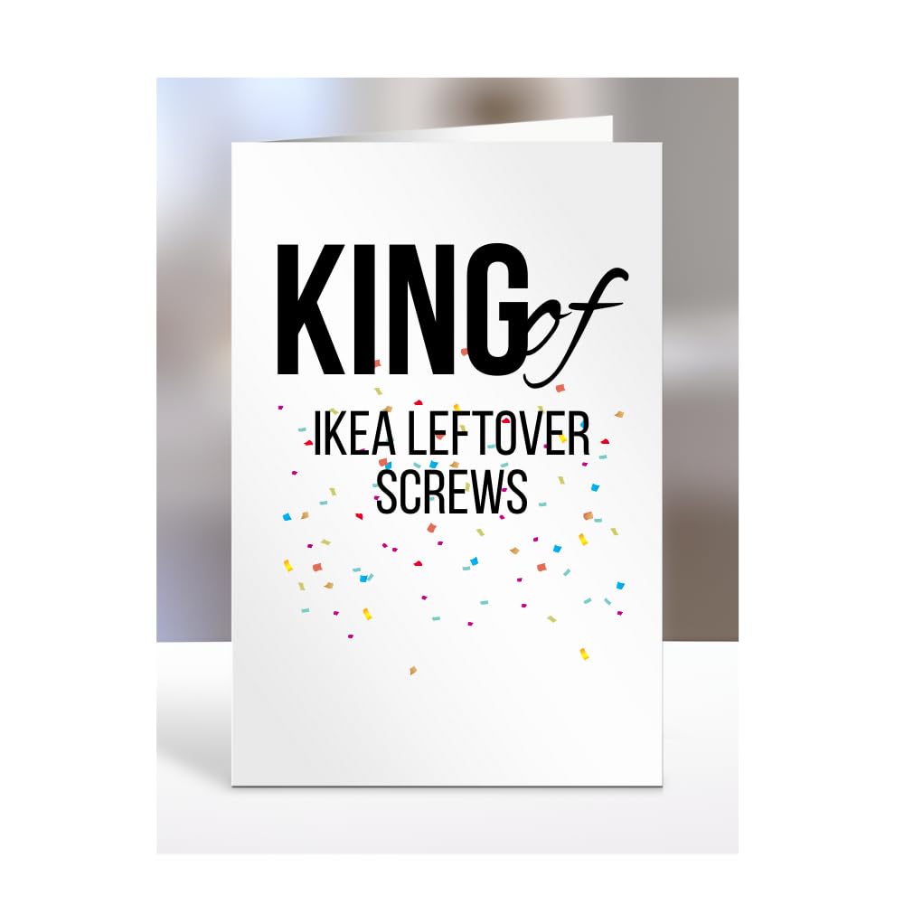King of IKEA Leftover Screws, Funny, Joke, Birthday Card Gifts for grandad, grandpa, husband, boyfriend, fiancé, for men, presents for Christmas, A5-238_55