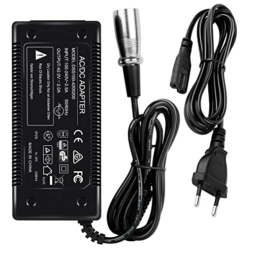 Wilktop 42V 2A Netzteil Ladegerät geeignet für 36V 10AH Lithium Ionen Elektroroller E-Bikes 2 Räder