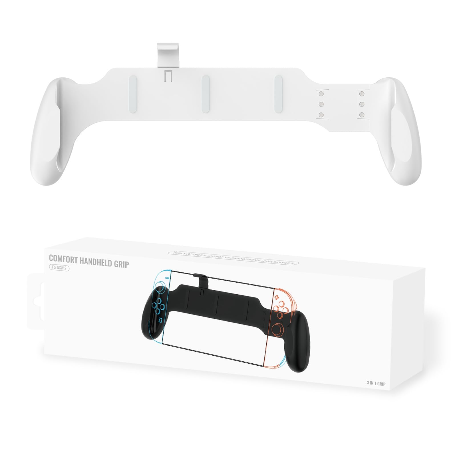 Ejoyous Impugnatura per 2, Impugnatura Asimmetrica per Console di Gioco in ABS, Maniglia Ergonomica Antiscivolo per 2 2025 OLED e, Comfort Leggero per Giochi Portatili (WHITE)