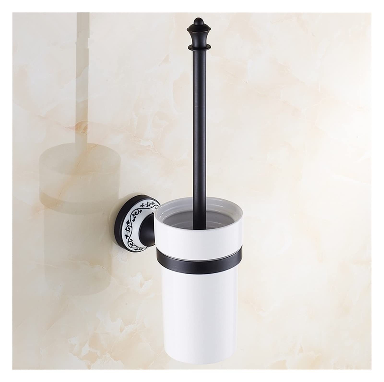 Accesorios de baño con Acabado Negro Vintage, Soporte for escobilla de baño con diseño de cerámica y Cepillo for WC, Productos de Material de latón, Cepillo de Limpieza Muebles