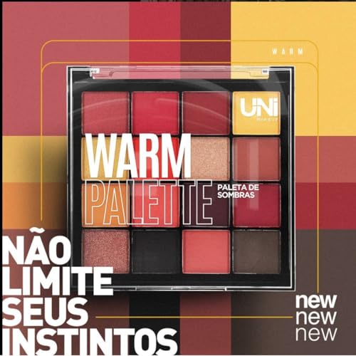Paleta de Sombras 16 cores Longa Duração Super Pigmentada (Warm)