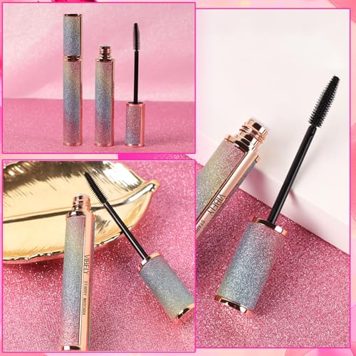 2 Pack Black Long Lasting Eyelash Mascara, 4D Silk Fiber Lash Mascara, Waterproof Smudge-Proof Mascara, Thickening Lengthening Mascara, for Longer & Thicker Lashes, Fashion Starry Sky Packaging (8g) - Image 7