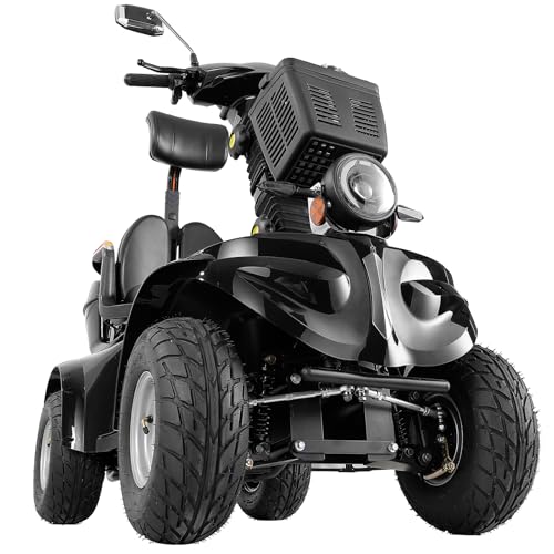 Heavy Duty Mobility Scooters for Seniors, 4 Wheel Mobility Scooters for Old People, Easy to Install and Drive for Elderly (Black)