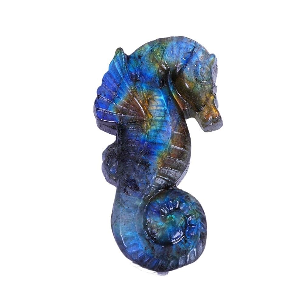 HUFFA Labradorite Carving Blue Moonstone Raw Stone Polished Crystal Decorative Ornament