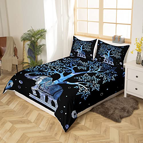 Housse de couette animal bleu et style boho exotique lit double - 3