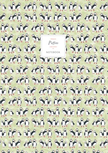 Puffins Notebook - Lined Pages - A4 - Premium: (Olive Edition) Fun notebook 192 lined pages (A4 / 8.27x11.69 inches / 21x29.7cm)