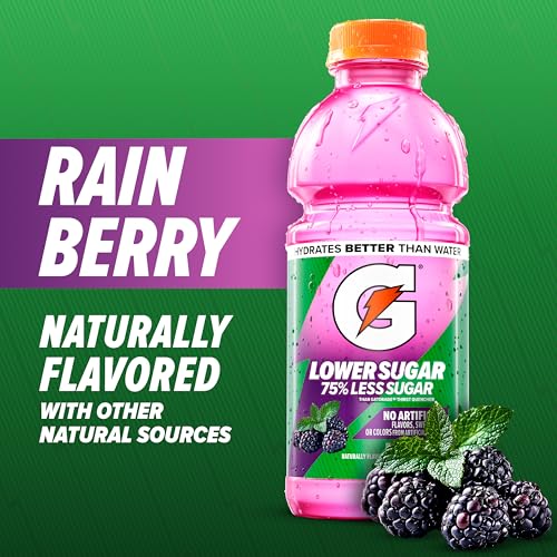 Gatorade Lower Sugar Sports Drink, Rain Berry, 20 fl oz Bottles, (6 Pack) - image 3