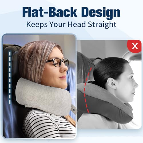 Image of Cirorld Neck Pillow for Traveling, Travel Pillows for Airplanes,100% Pure Memory Foam Travel Neck Pillow, Adjustable Flight Pillow, Portable Plane Accessories with Eye Mask, Earplugs, Carry Bag