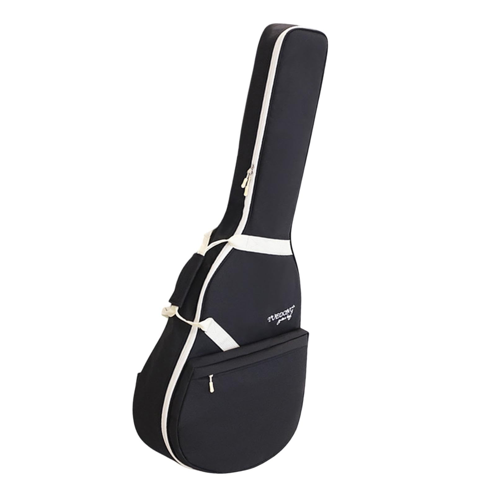 E Gitarren Tasche mit Großem Frontfach Oxfordstoff Polsterung Doppelschultergurte Staubschutz Wasserabweisender Schutz für Schüler Musikunterricht Büh, Schwarz-weiss