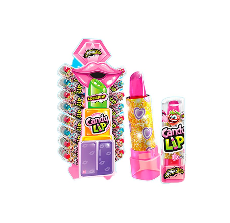 Zucker-Lippenstifte – 48 Stück Display – Drehbare Süßigkeit in Lippenstift-Optik