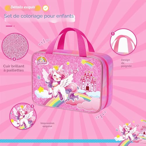 Feutres coloriage enfants licorne JYPS : set de dessin de 73 pièces avec livre