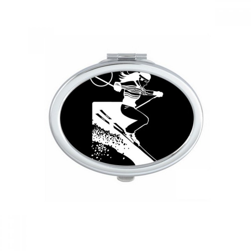 Miroir compact motif ski mignon petit cadeau de maquillage portable pour femme