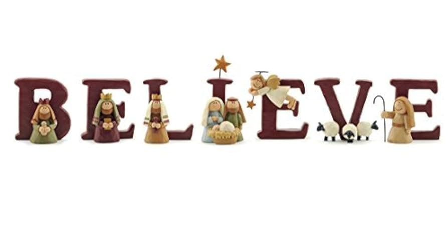 Amazon.co.jp: B-E-L-I-E-V-E キリストの降誕 樹脂 クリスマス