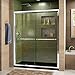 DreamLine Duet 30 in. D x 60 in. W x 74 3/4 in. H Semi-Frameless Bypass Shower Door in Chrome and Left Drain Black Base, DL-6950L-88-01