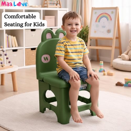 Image of Plastic Foldable Chair for Kids | School Study Chair for Indoor or Outdoor Use for Toddler Kids | Strong & Stable, Safe Rounded Edges | Capacity Up to 40 Kg (Green)