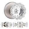zoollooz Shiny Handles Crystal Door Knobs with Lock, Privacy Glass Door Knobs Interior for Bathroom, Bedroom（Satin Nickel, 1 Pack)