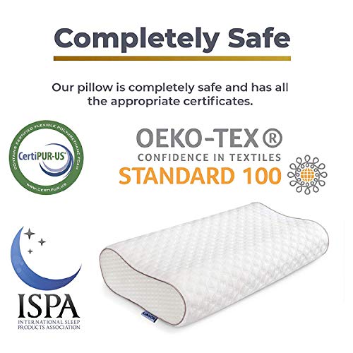 Lunvon Pillows for Sleeping Luxury Queen Memory Foam Cooling Bed Pillows Height Adjustable Cervical Pillows with Pain Relief Design Breathable Hypoallergenic Cotton Cover Protector CertiPUR-US, White