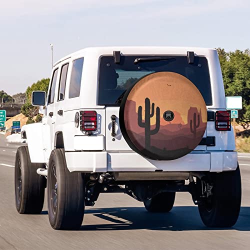 Image of Desert Sunset Cactus Spare Tire Cover with Backup Camera Hole Wheel Tire Cover Fit Trailer, RV, SUV and Many Vehicle 17inch