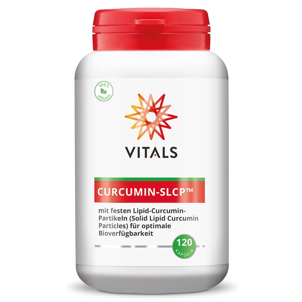 Vitals Curcumin SLCP - 120 Kapseln, vegan. Mit Solid Lipid Curcumin Particles (SLCP) für optimale Bioverfügbarkeit. Wissenschaftlich belegt und Entzündungshemmung.