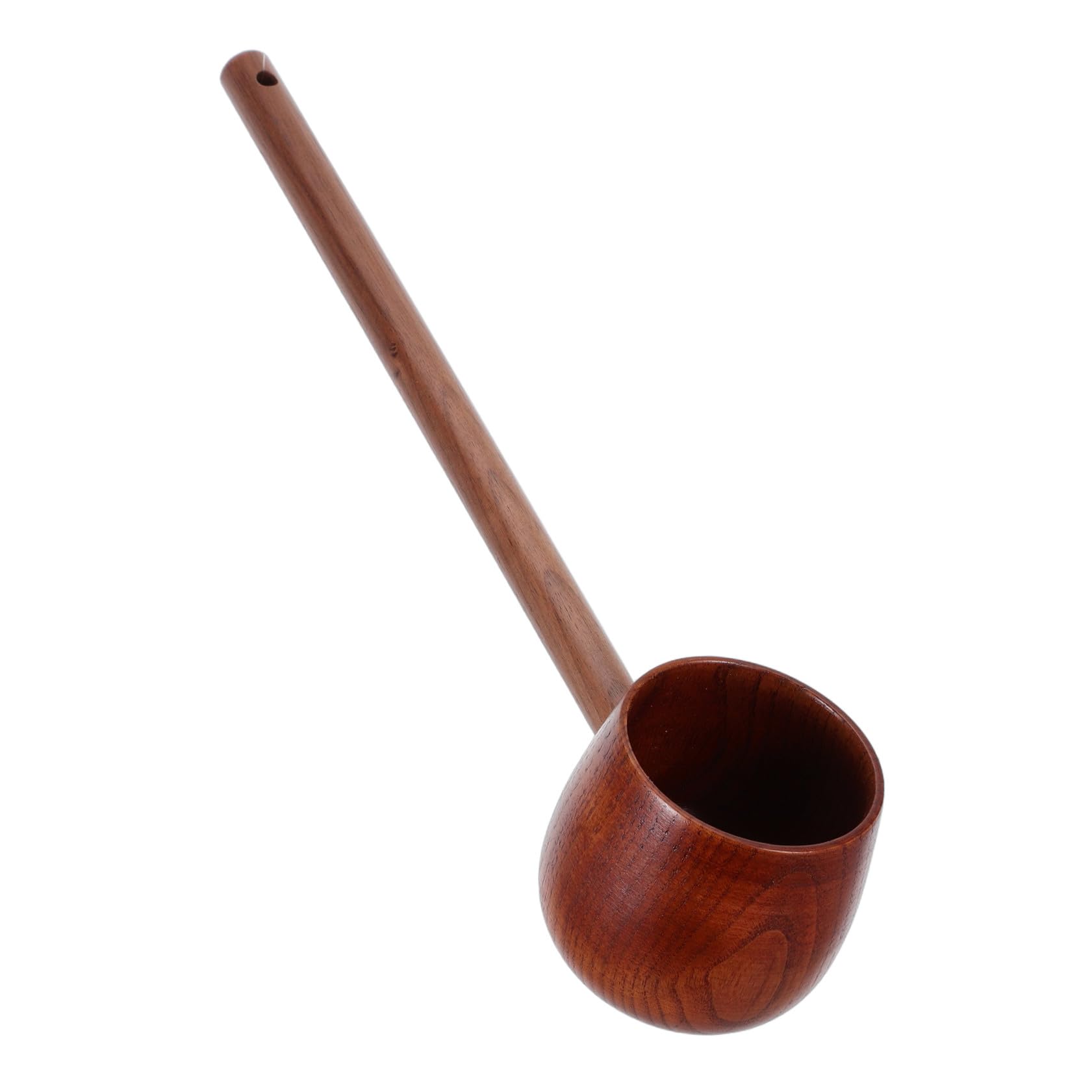 Cucharón de madera de acacia de mango largo para servir agua y harina con comodidad