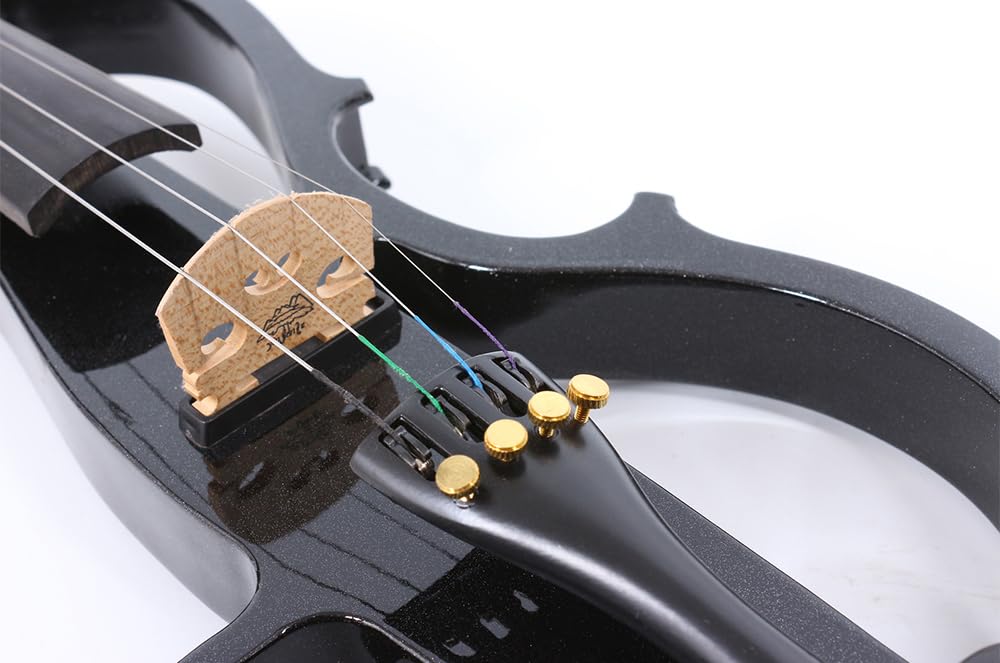 Viola Elettrica 4/5 Viole Nere Kit Studenti o Principianti con Custodia, Arco, Panno di Pulizia, Strumenti Musicali a Corda (01)