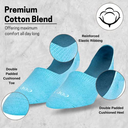 Image of Odd Sox - Basix Unisex Medium No Show Socks - Cotton Blend Low Profile - Heather Colors - Breathable Everyday Comfort