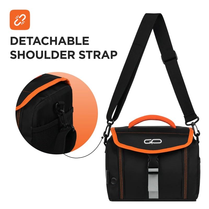 Image of Thermal Lunch Bag | Thermo-Grid Insulated, Water & Leak-Resistant, Easy to Clean | Lightweight School Lunch Box Bag with Shoulder Strap (Black)