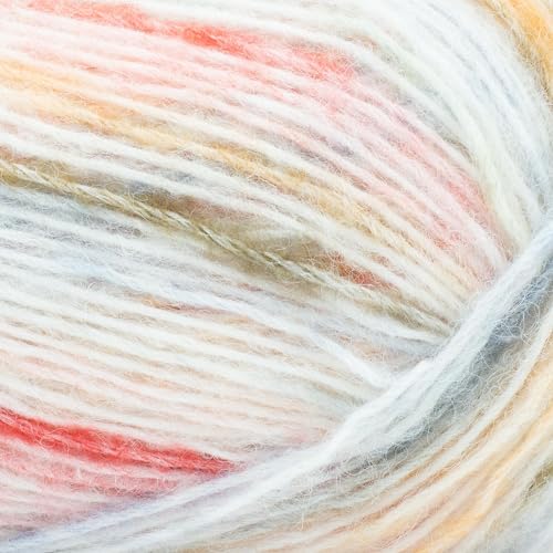 Image of Lion Brand Yarn Scarfie Lite, Ombre Yarn for Knitting, Tartan, 1 Pack | Worsted Weight Acrylic Blend Knit & Crochet Fiber for Self-Striping Scarves, Colorful Cardigans, Chunky Blankets, Pastel Hats