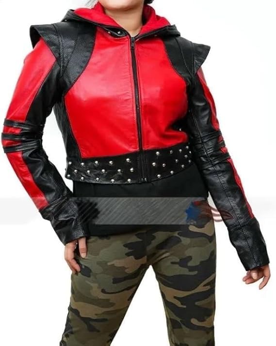 kids Desendants 4 The Rise of the Red Jacket, Rise of Red Jacket Girls, kylie Cantrel Red Studded Leather Jacket3
