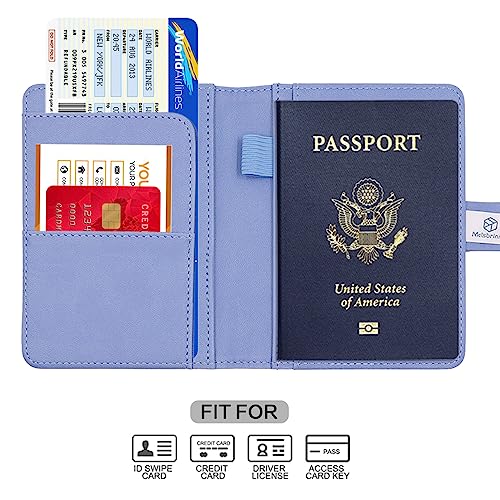 Image of Melsbrinna Premium Leather Passport Holder Covers Case, Waterproof Rfid Blocking Travel Wallet Passport Holder with Pen Holder, Cute Passport Book for Women /Men